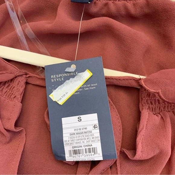 Universal Thread Long Sleeve Lined with Tassels Dusty Rose Blouse NWT Size S - Picture 14 of 15